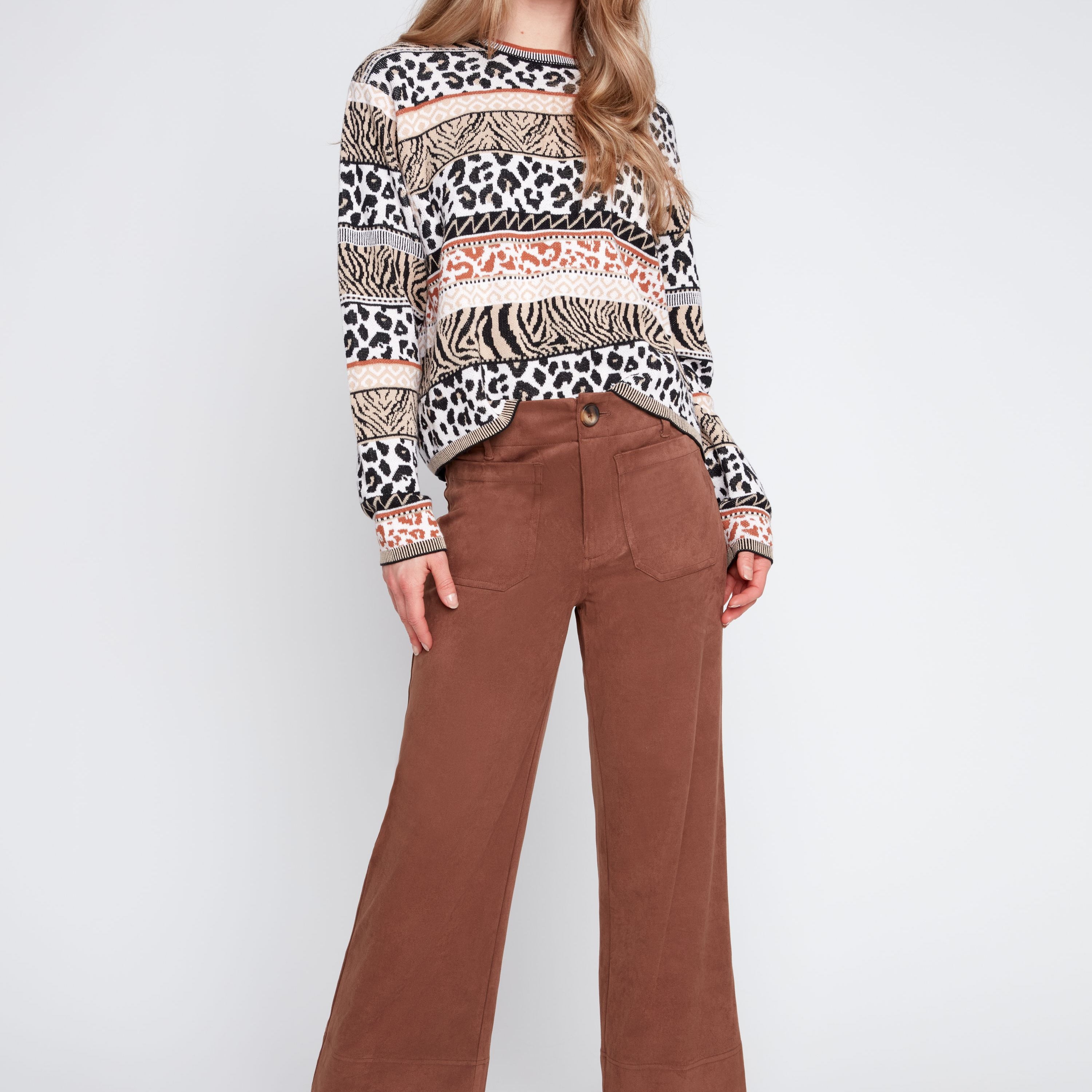 Faux Suede Knit Pant -R11095