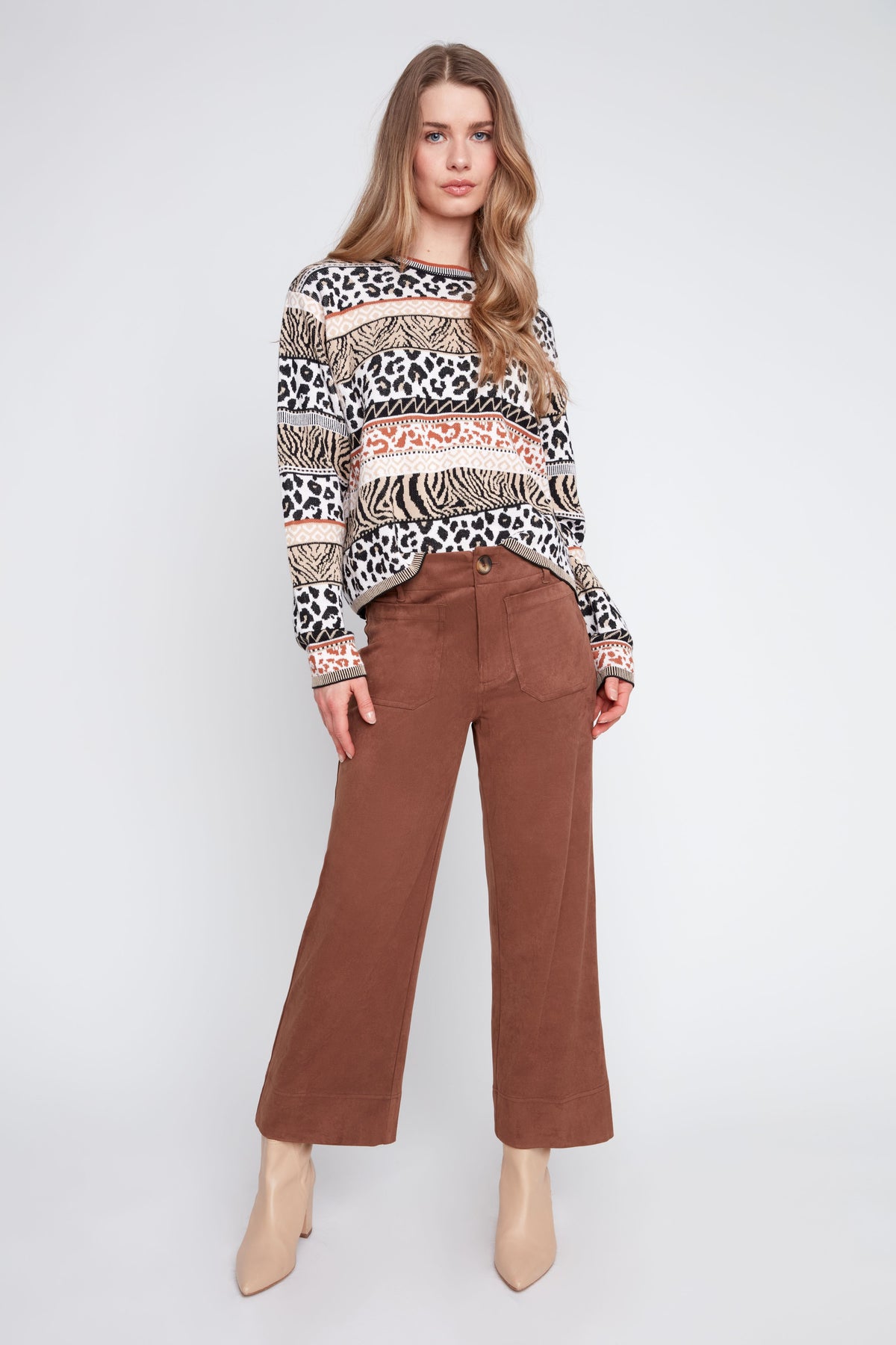 Faux Suede Knit Pant -R11095