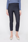 Person wearing navy blue pants on a white background