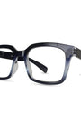 Blue eyeglasses on a white background