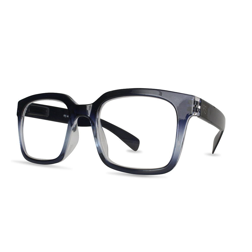 Blue eyeglasses on a white background