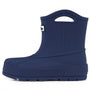 Blue rubber boot with a handle on a white background