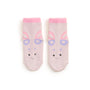 Pair of baby socks with bunny design on a white background