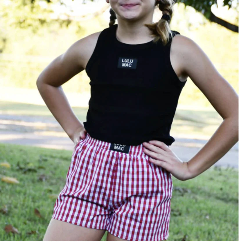Youth Red Gingham Lulu Mac Shorts