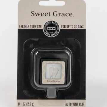 Sweet Grace car air freshener clip packaging on a white background