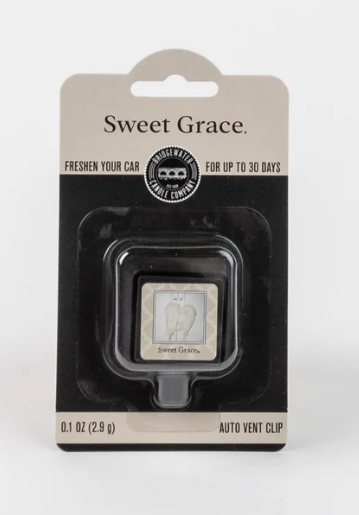 Sweet Grace car air freshener clip packaging on a white background