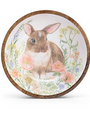 Decorative bowl with a rabbit and floral design on a white background