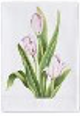 Illustration of pink flowers with green leaves on a white background