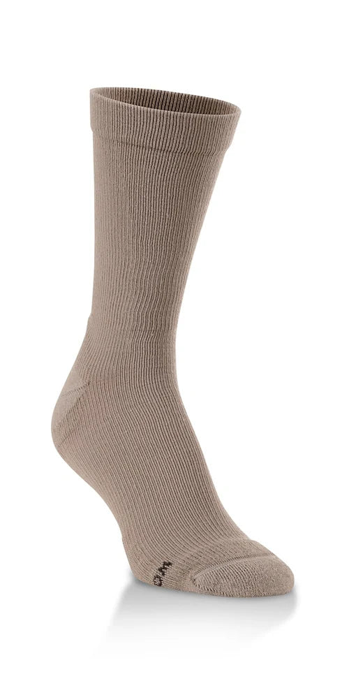 Beige sock on a white background