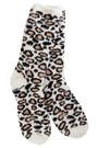 Leopard print socks on a white background