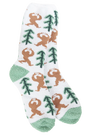 Sock with sloth and tree pattern on a white background