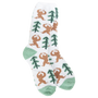 Sock with sloth and tree pattern on a white background