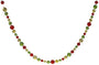 A festive Christmas garland featuring alternating shiny red and metallic gold-green baubles, displayed in a curved shape against a solid white background.