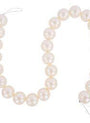 Round pearl garland strand with soft luster, strung on white cord with looped ends