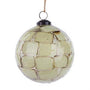5-inch mosaic glass ball ornament with hanger, pale green and cream