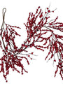 Red berry garland with many small red berries on thin brown branches, arranged in a curved shape against a plain white background.