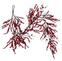 Red berry garland with many small red berries on thin brown branches, arranged in a curved shape against a plain white background.