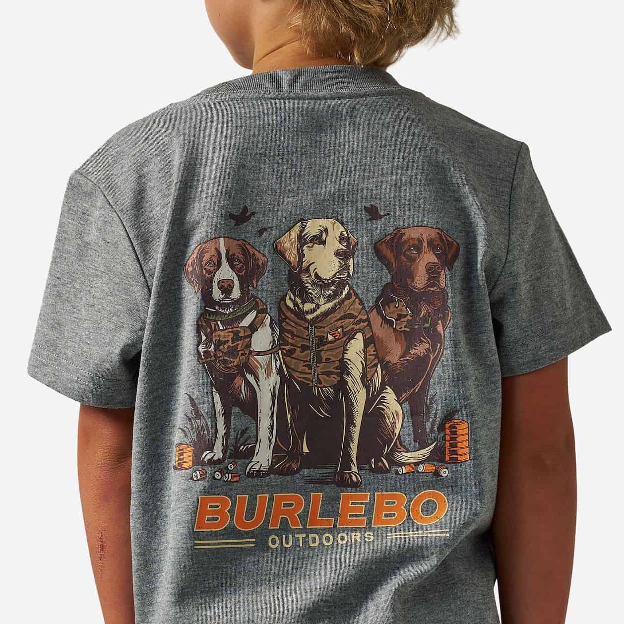 Youth Short Sleeve Camo Duck Dogs in Dark Heather Grey T-shirt