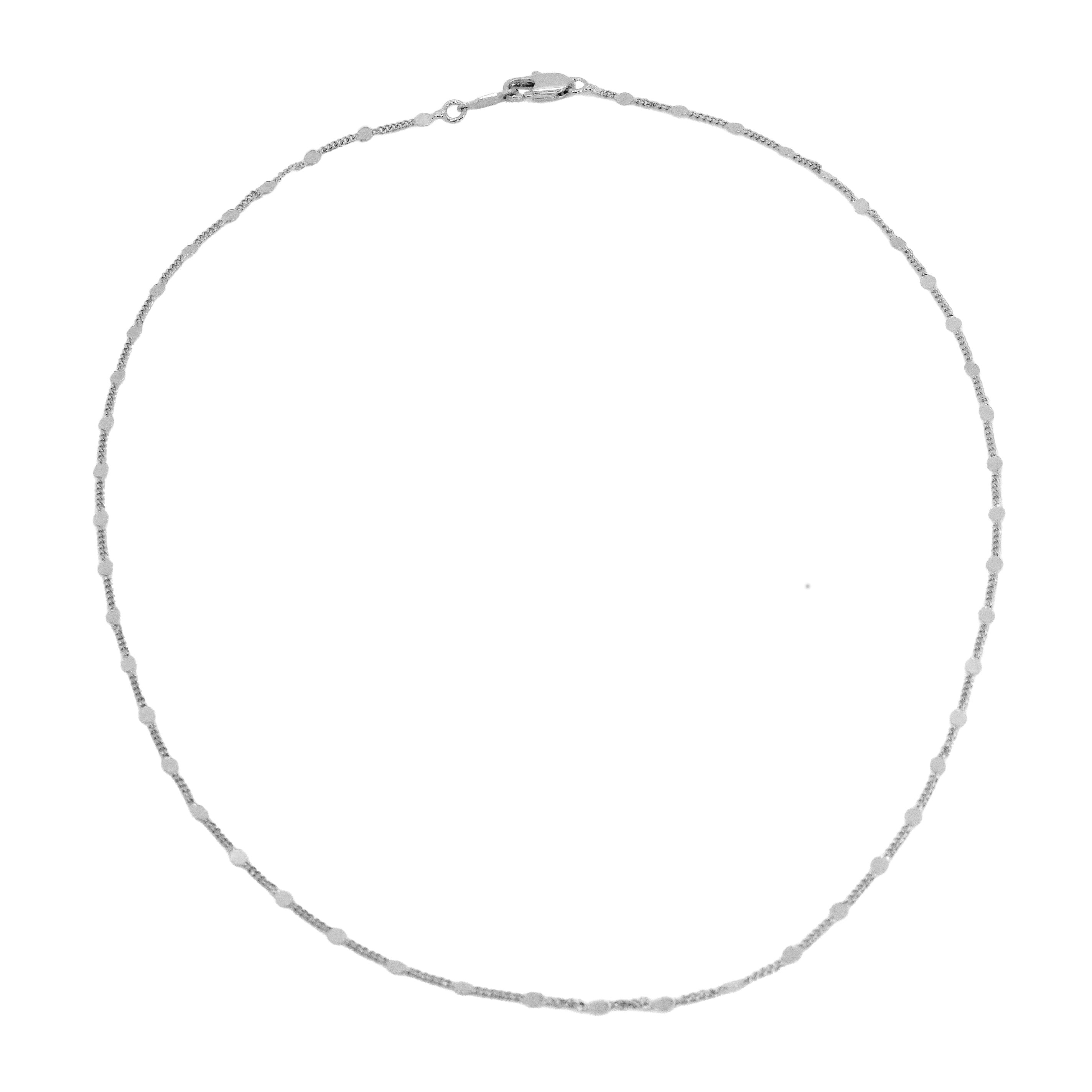 Silver necklace on a white background