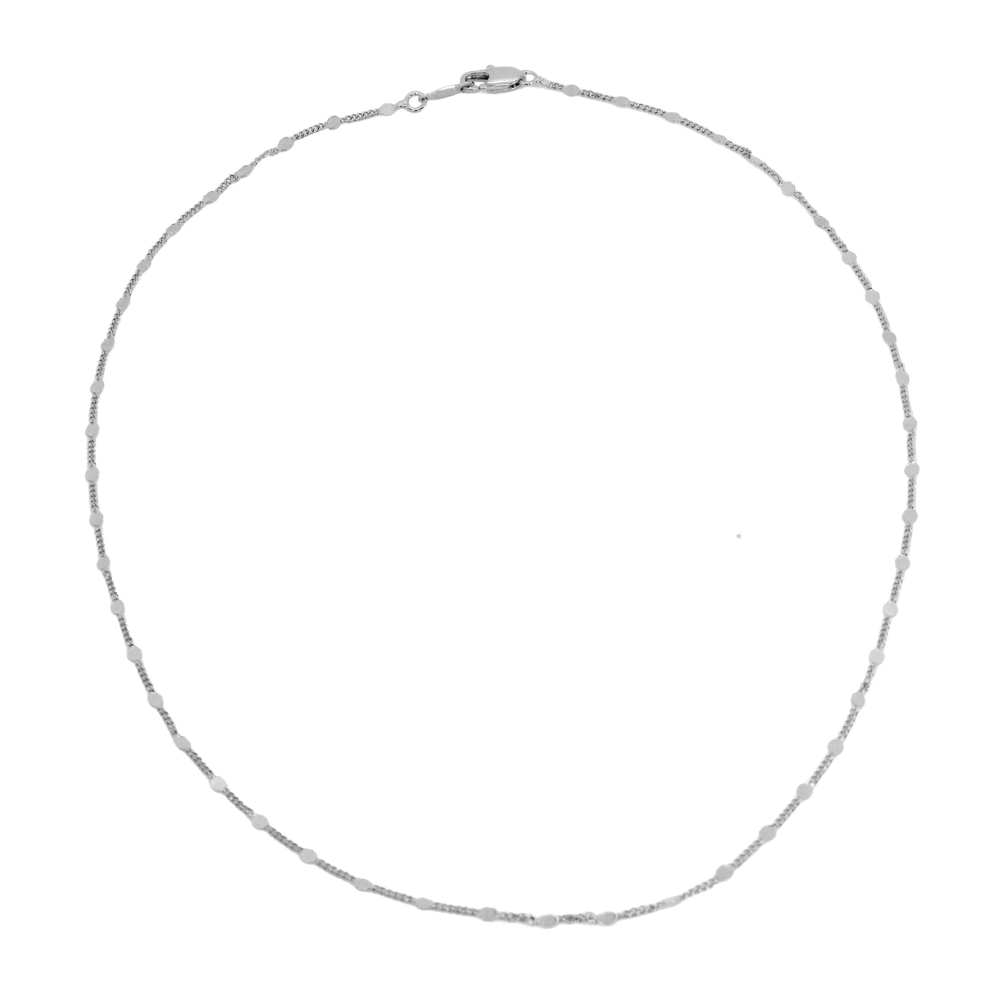 Silver necklace on a white background