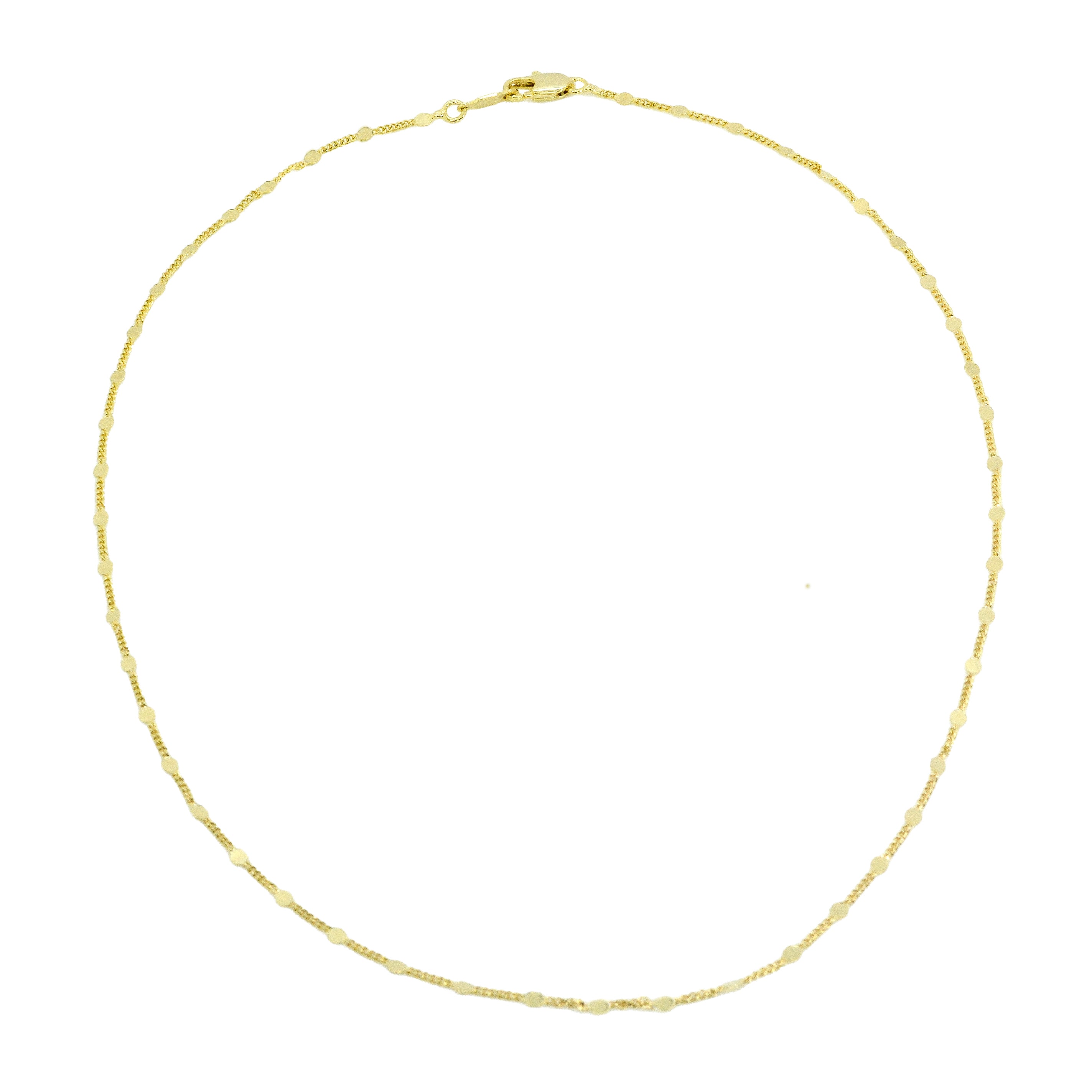 Gold necklace on a white background