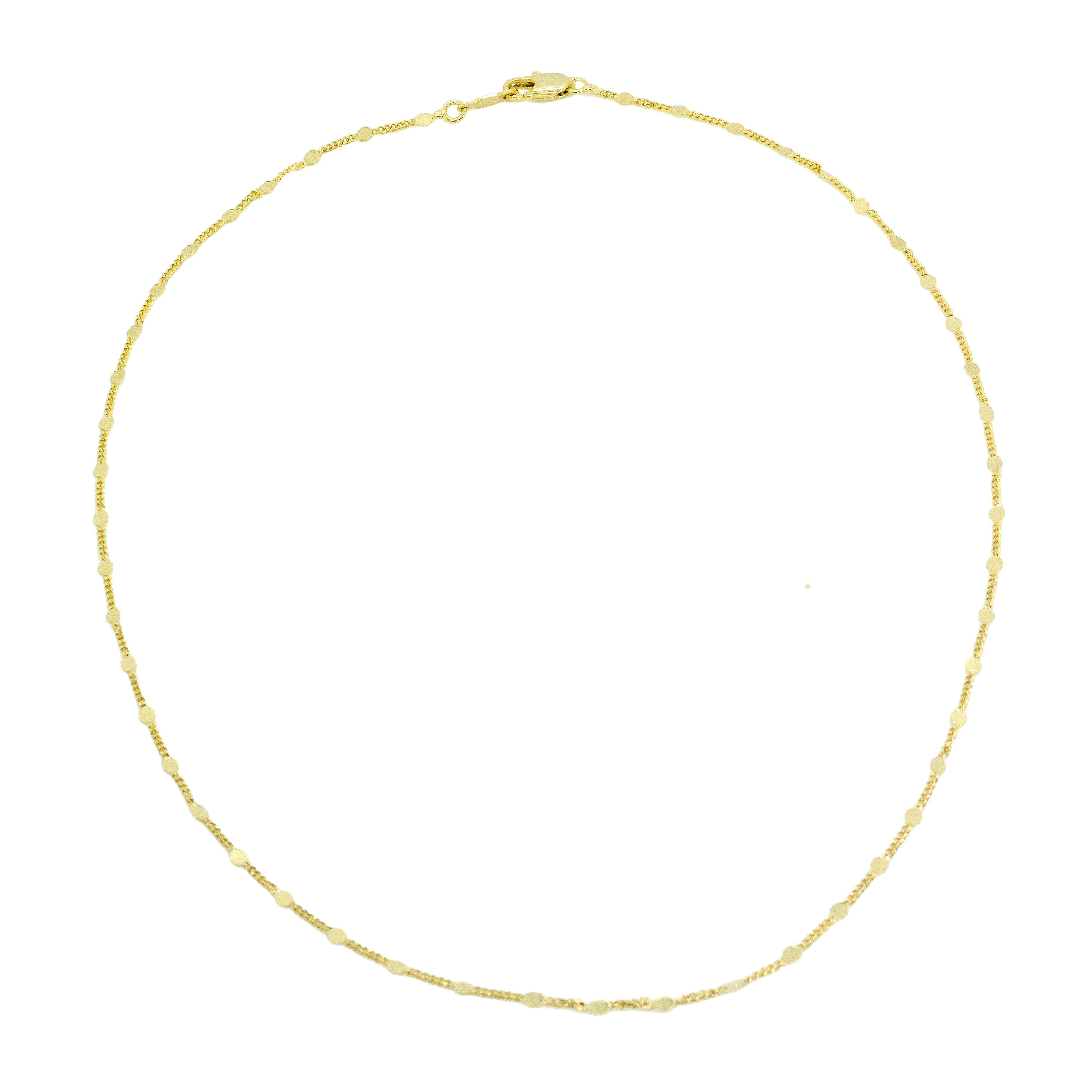 Gold necklace on a white background