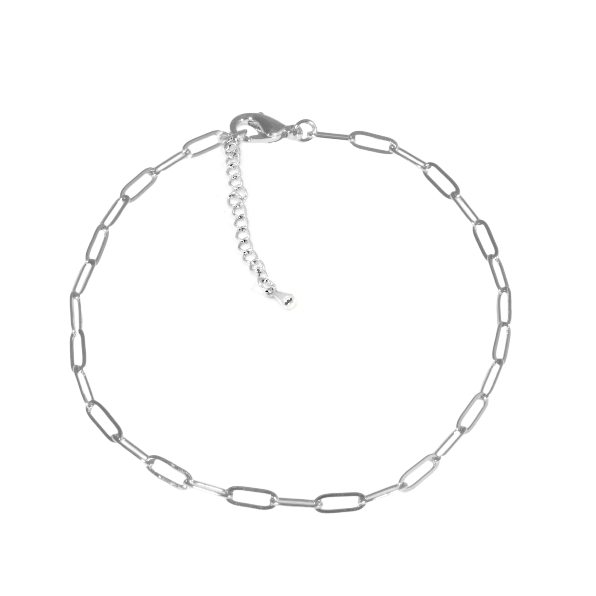Silver chain bracelet on a white background