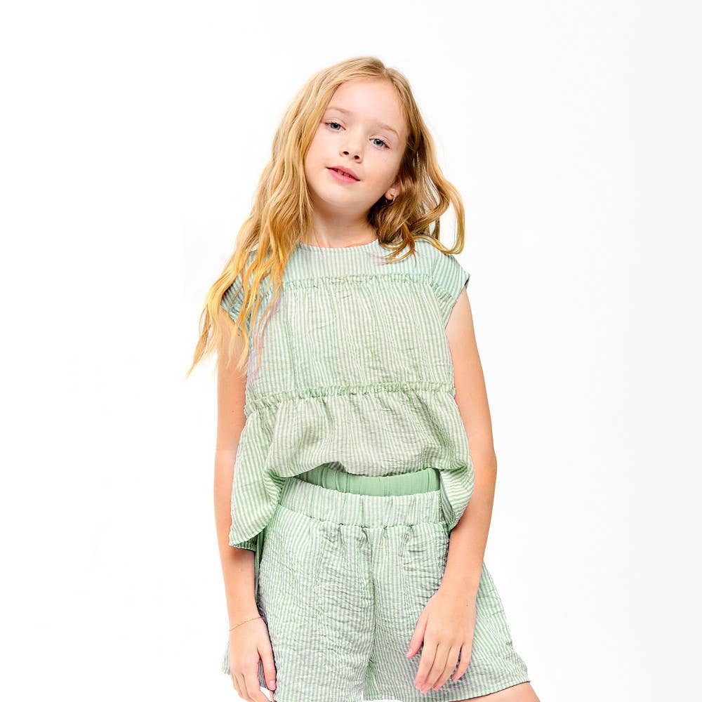 Good Girl - Striped Gauze Tiered Ruffle Top