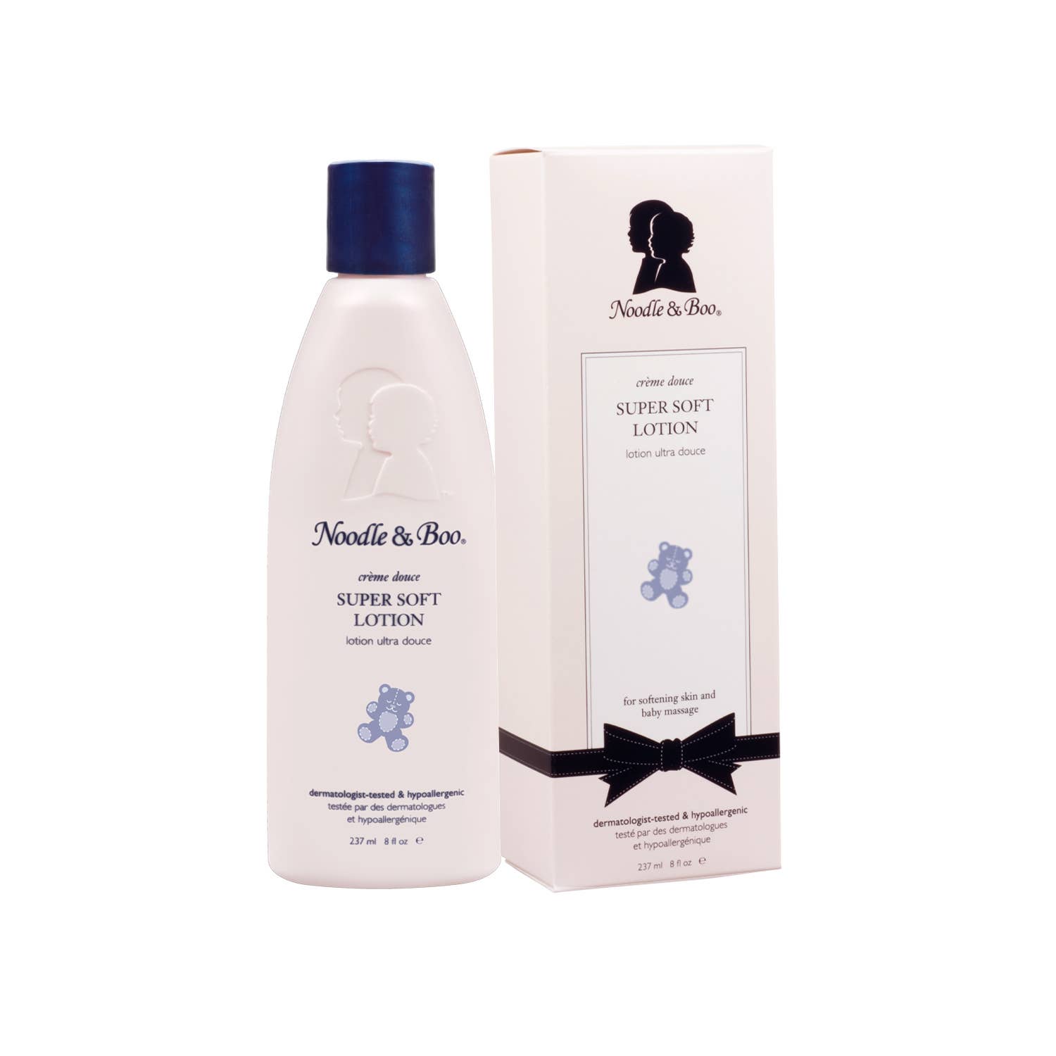 Noodle & Boo Super Soft Lotion bottle and packaging on a white background