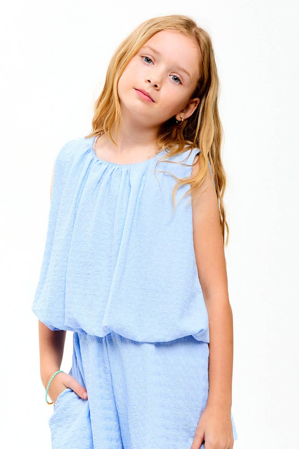 Good Girl - Curly Wrinkled Sleeveless Bubble Top