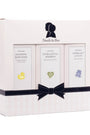 Noodle & Boo baby product set packaging with three bottles and a bow on a white background
