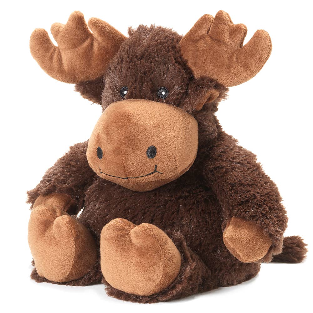 Plush moose toy on a white background