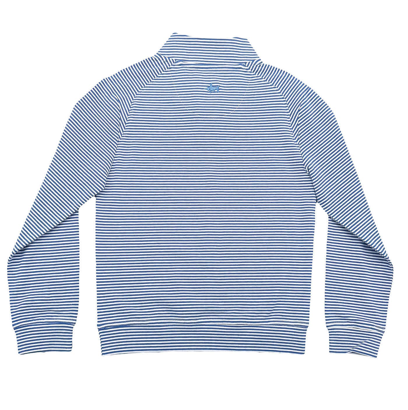 Blue and white striped sweater on a white background