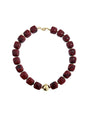 Chunky beaded necklace with maroon square beads and gold-tone clasp
