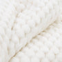 Close-up of white yarn with a textured pattern