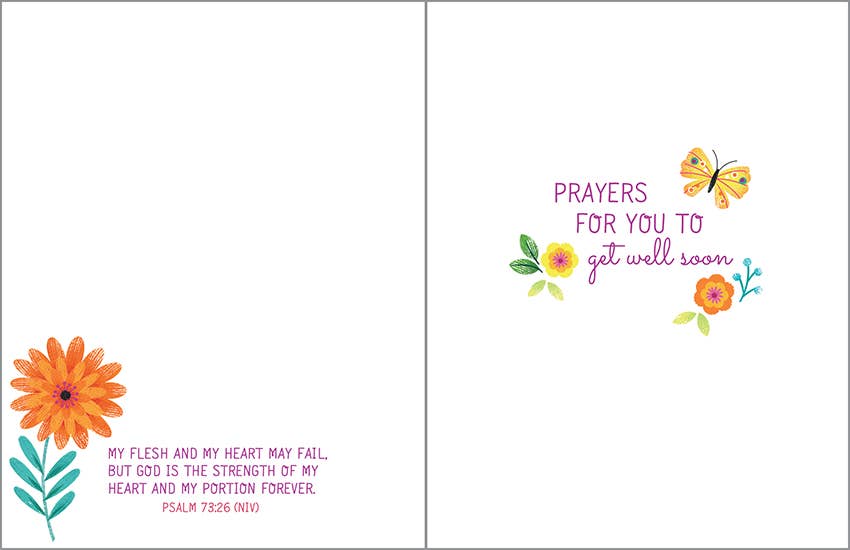 Greeting card with floral design and text on a white background