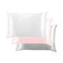 Three satin pillowcases on a white background