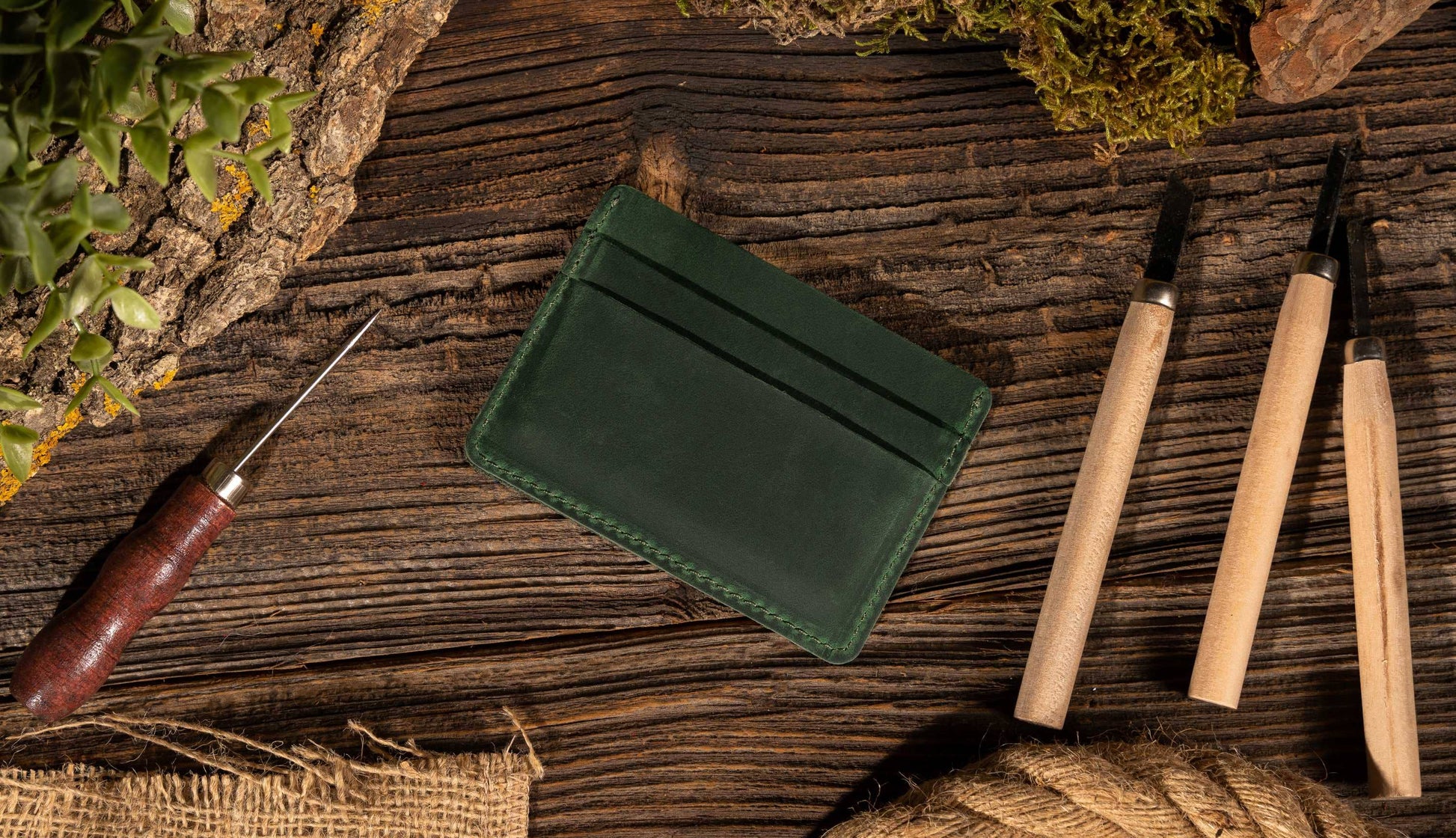 American Leather Goods - Leather Card Holder Wallet, Handmade Wallet for Men