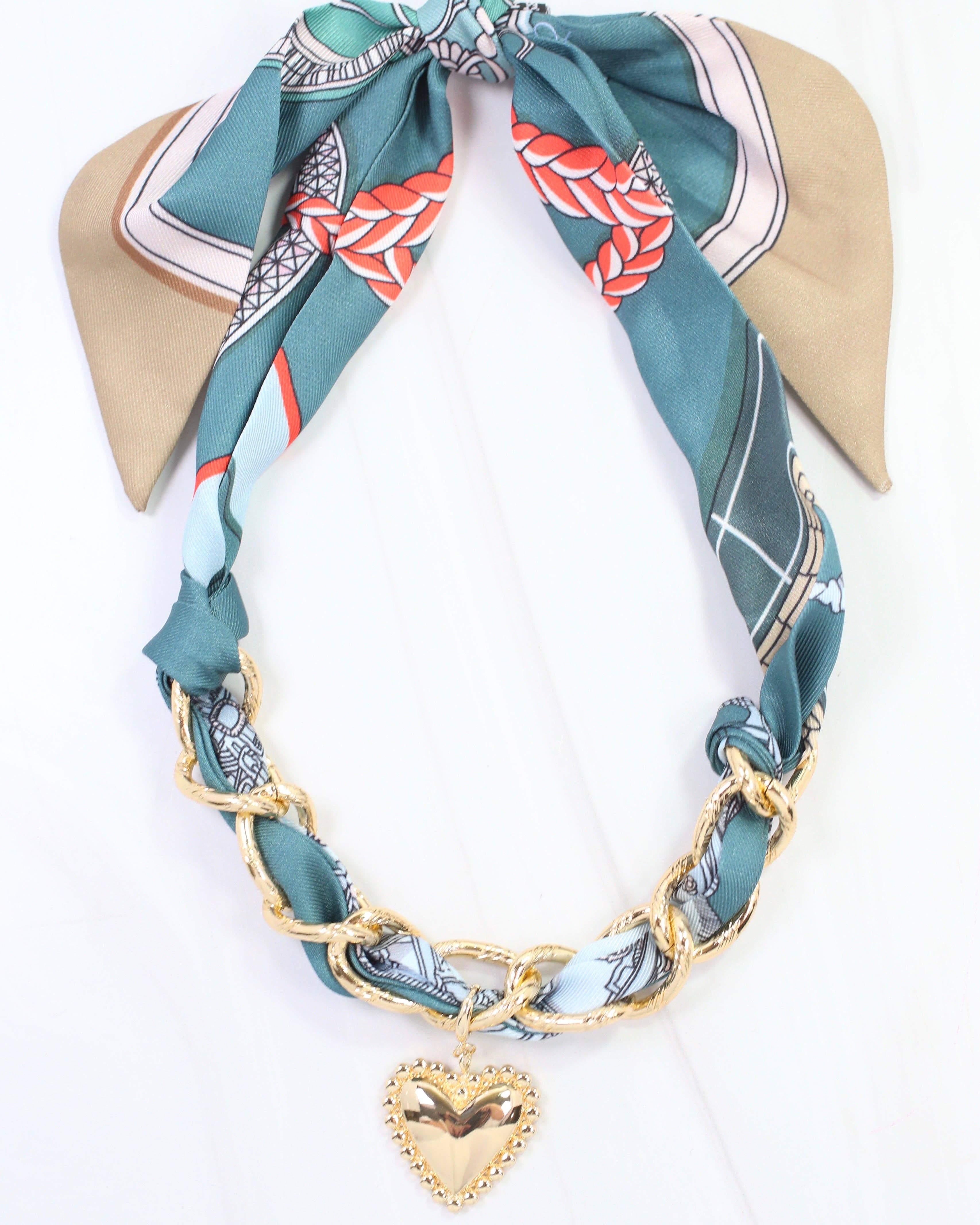Caroline Hill - Santee Scarf Charm Necklace Teal