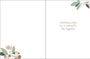 Greeting card with floral design and text 'Wedding wishes for a wonderful life together' on a white background.