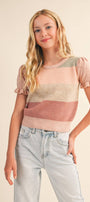 heart and arrow - PRE-ORDER- TWEEN KIDS GIRLS PUFF SLEEVE SWEATER (7-14)