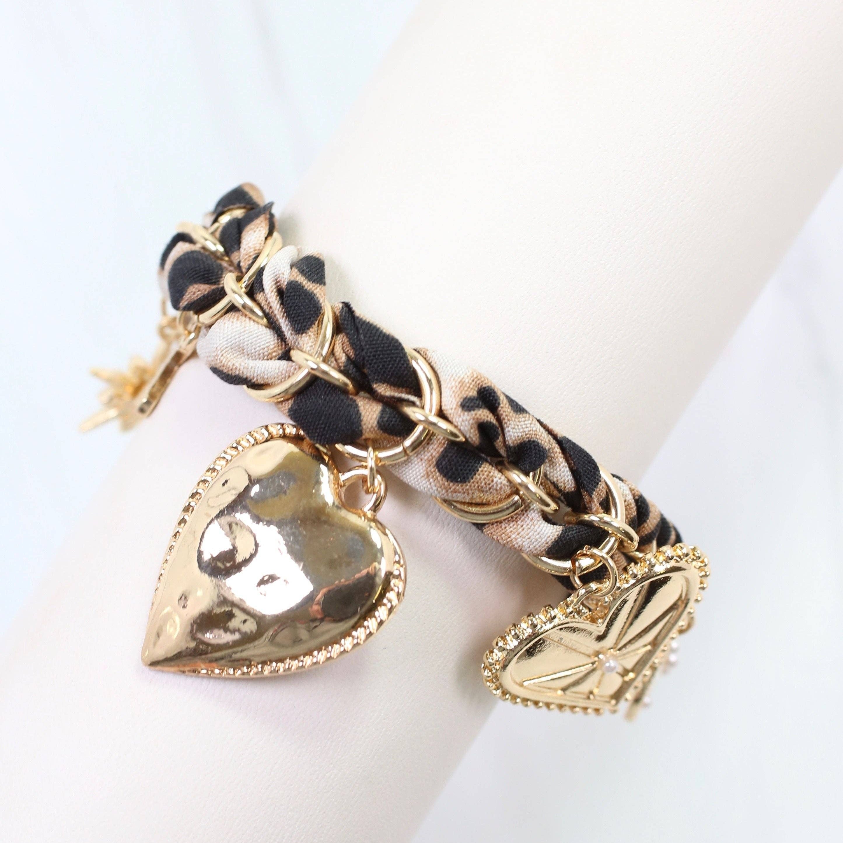 Caroline Hill - Burlington Chain Scarf Bracelet with Charms Leopard