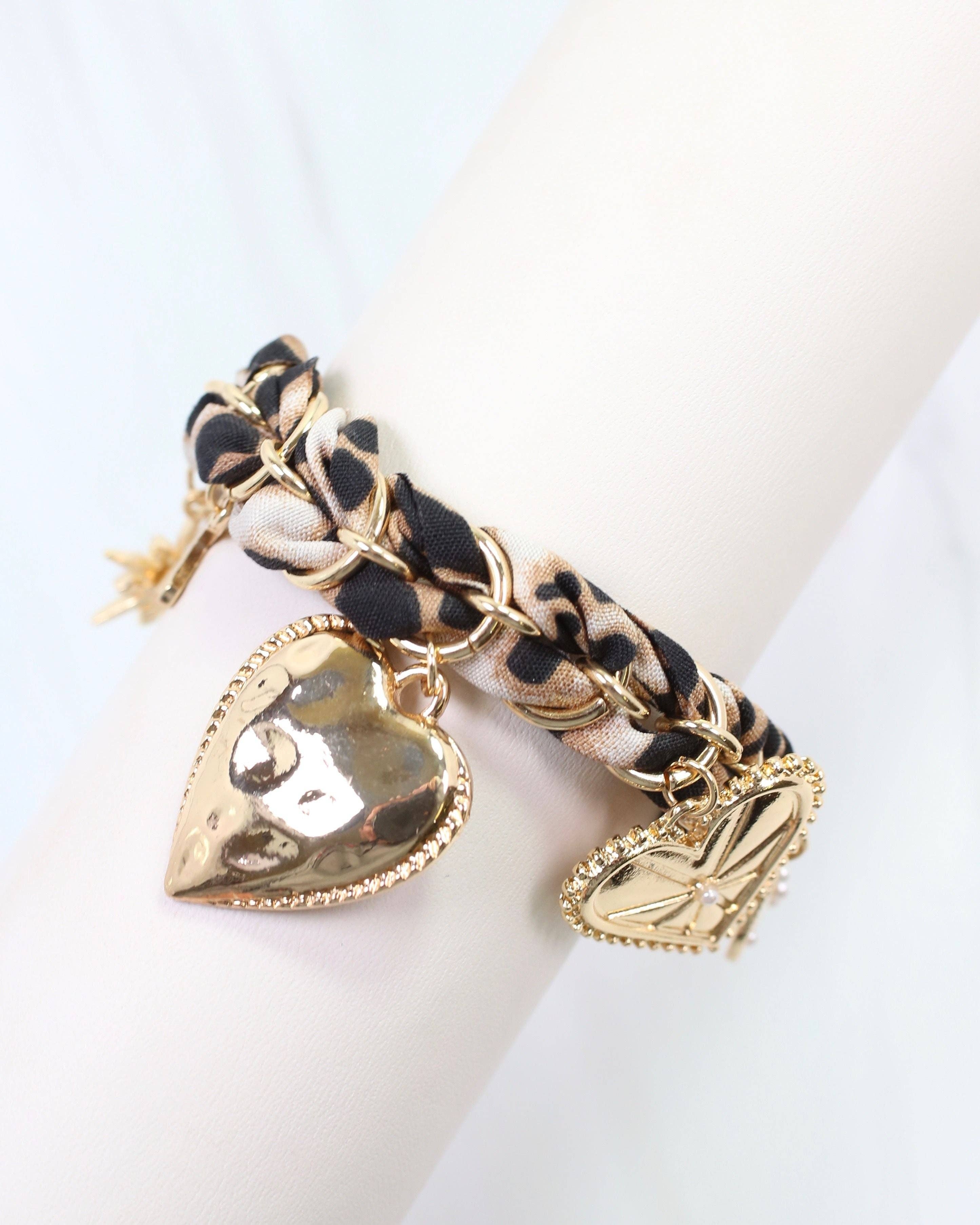 Caroline Hill - Burlington Chain Scarf Bracelet with Charms Leopard