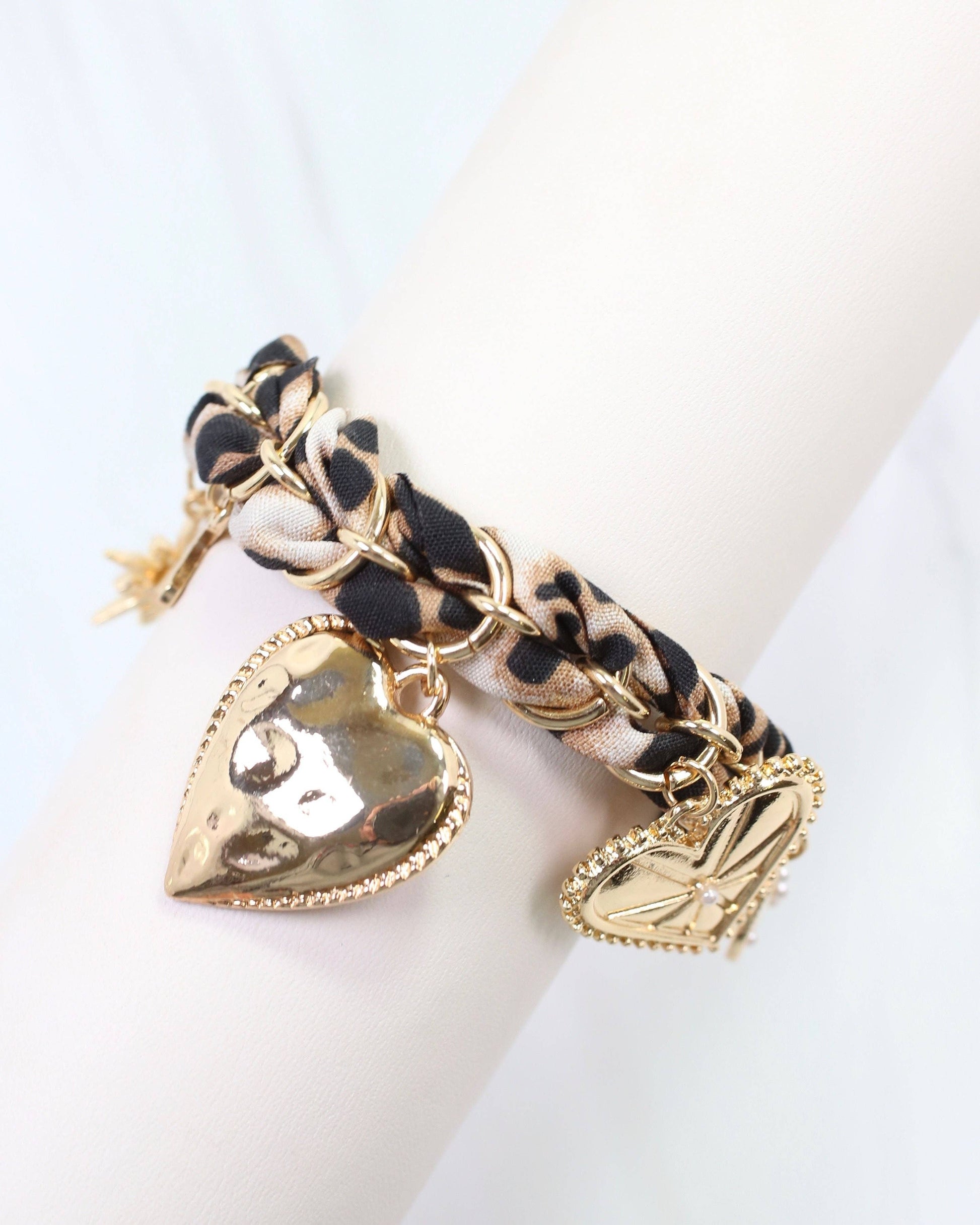 Caroline Hill - Burlington Chain Scarf Bracelet with Charms Leopard
