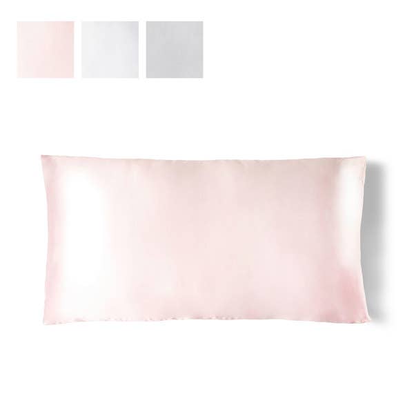 Silk pillowcase in pink on a white background