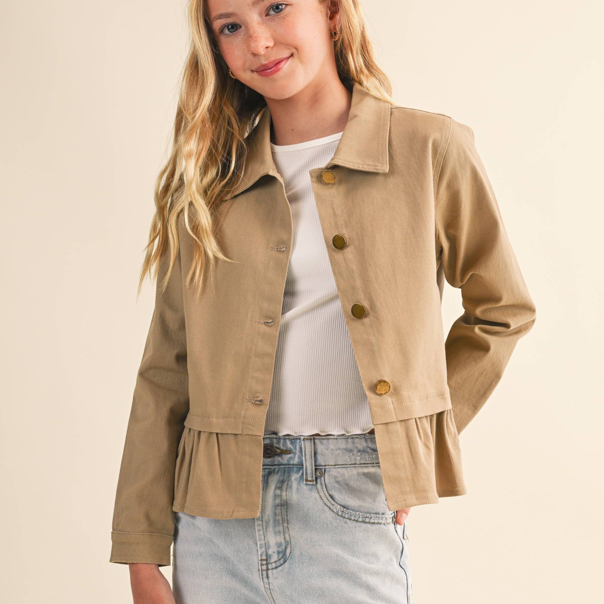 heart and arrow - TWEEN KIDS GIRLS CROPPED FIELD JACKET (7-14)