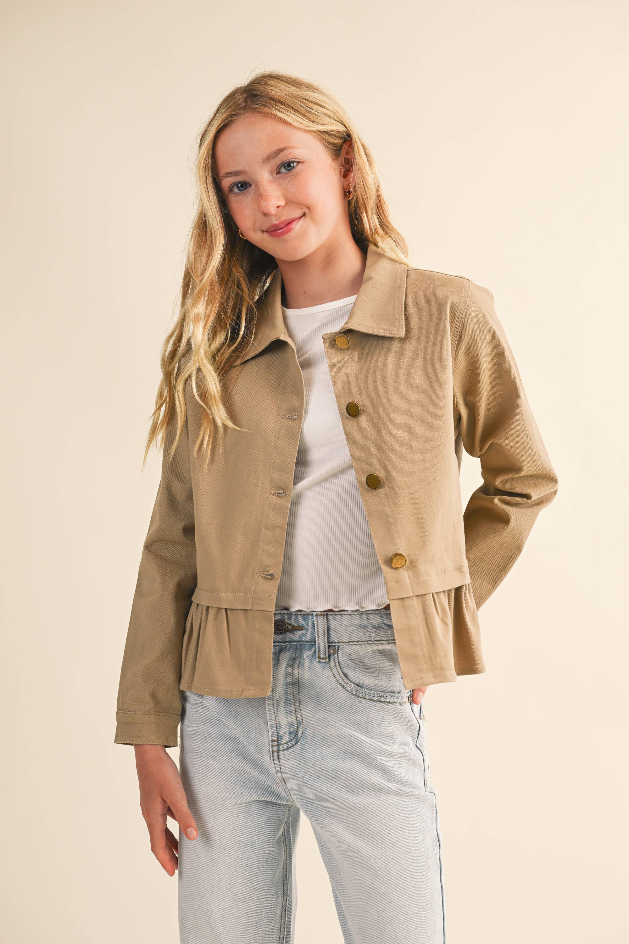 heart and arrow - TWEEN KIDS GIRLS CROPPED FIELD JACKET (7-14)