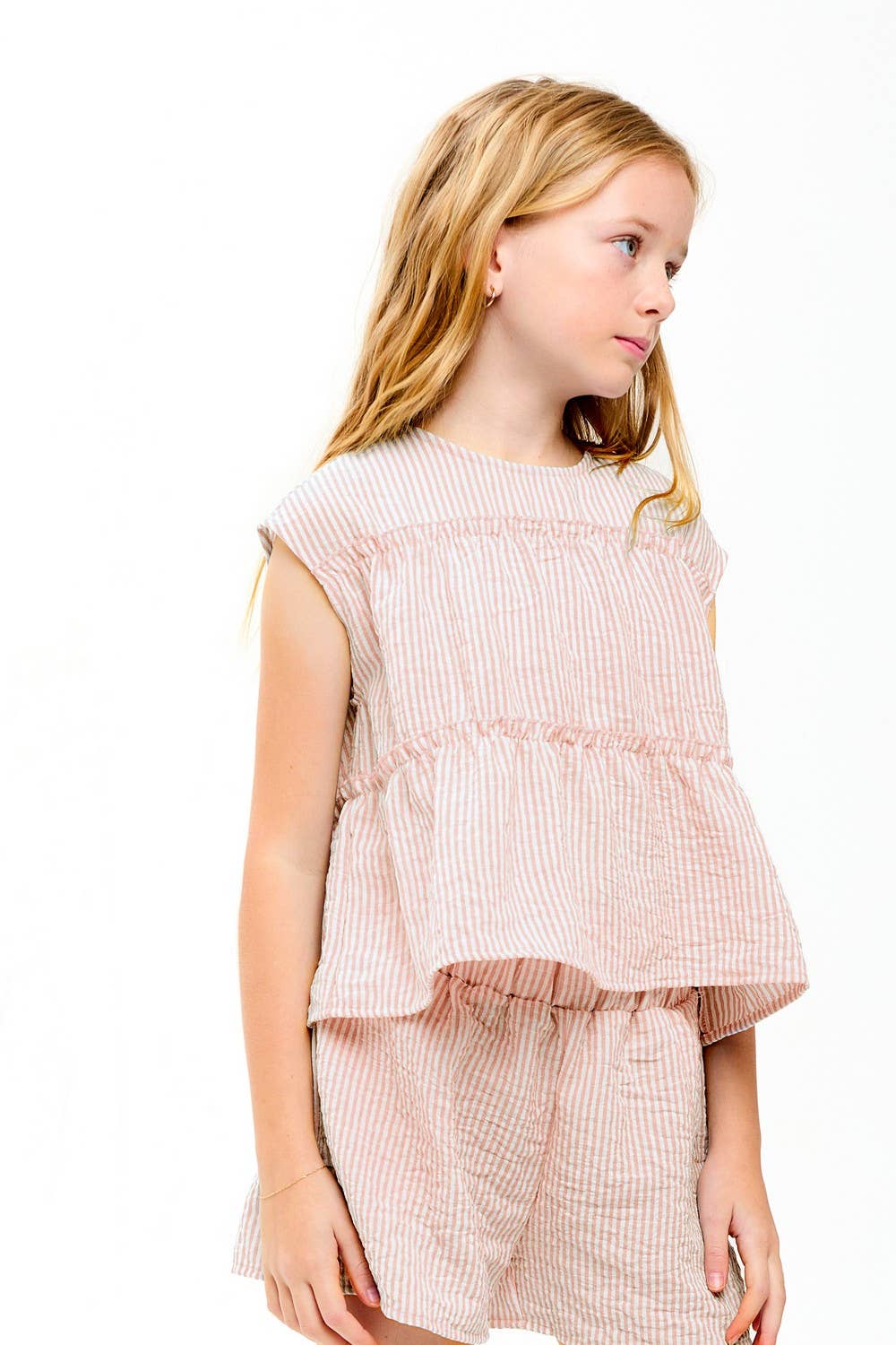 Good Girl - Striped Gauze Tiered Ruffle Top