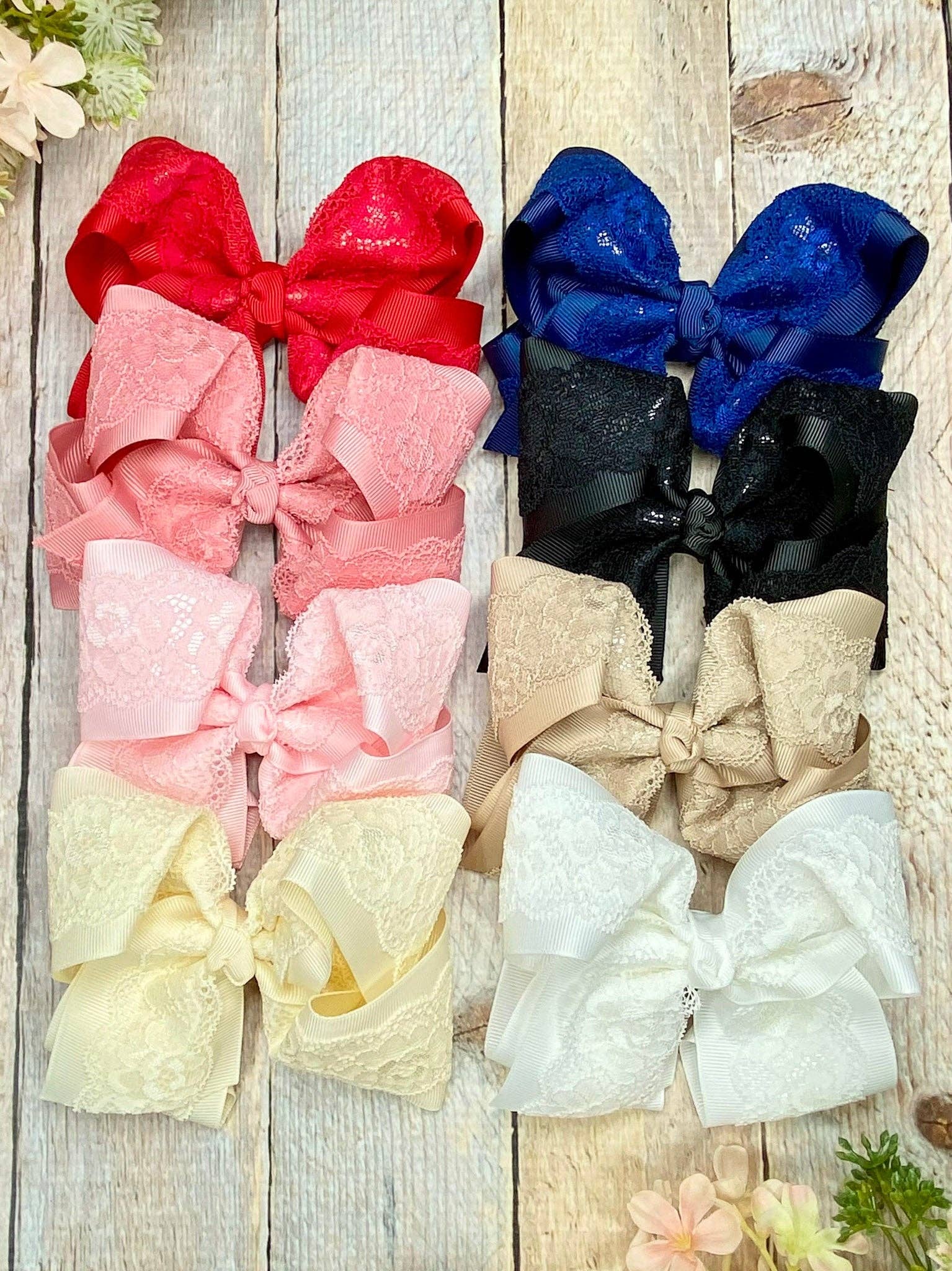 The Hair Bow Company - 4.5" Chantilly Lace Classic Hair Bow | Clip or Headband
