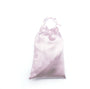 Light pink satin drawstring bag on a white background